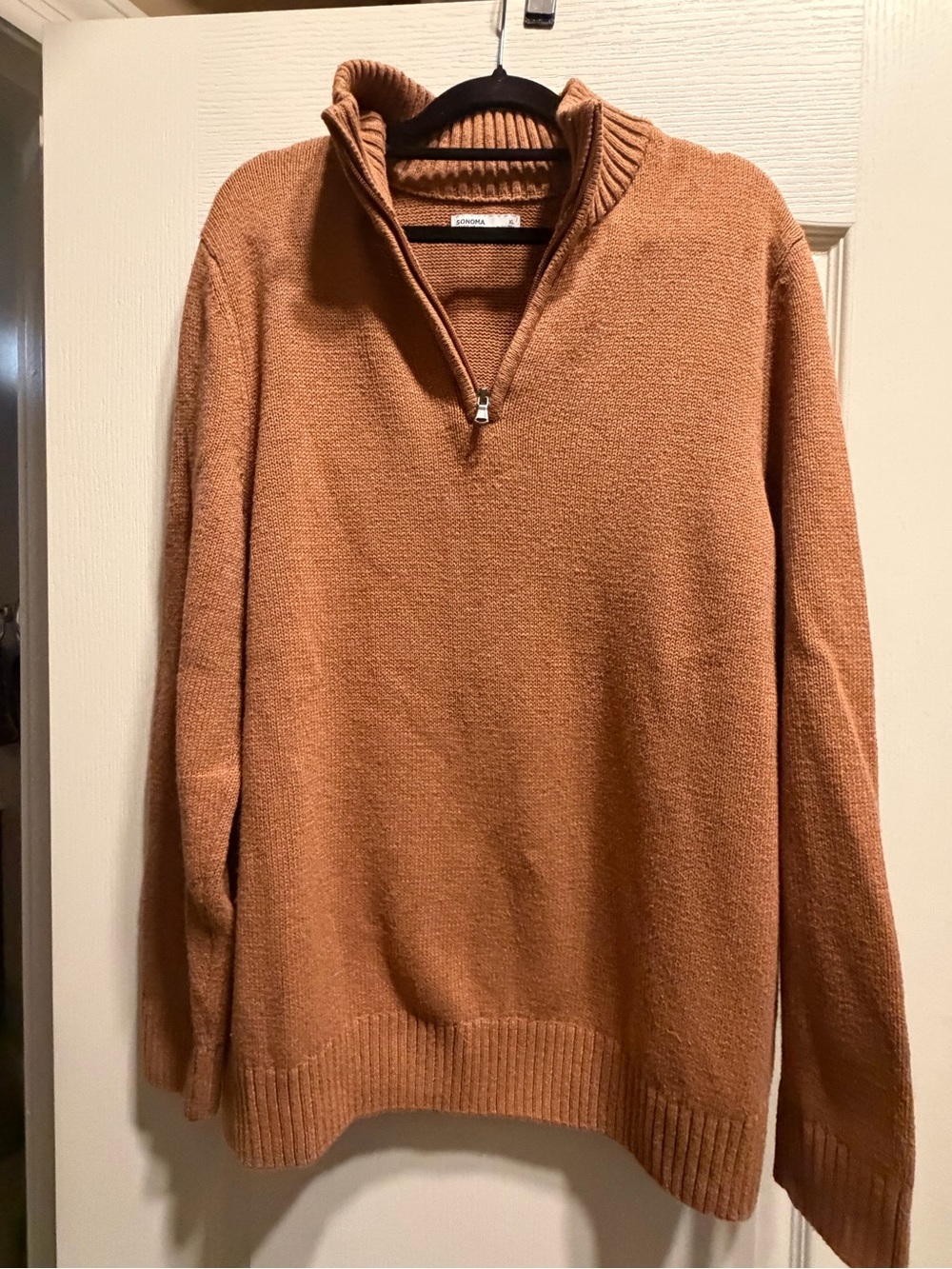 Sonoma Men's Zip-Neck Sweater in Rust